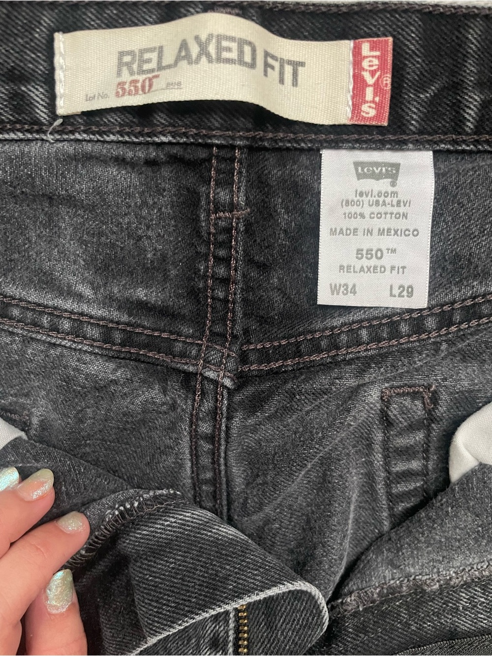 Vintage Levis 550 Black Jeans Mens 34x29 Relaxed Fit Denim Y2K Streetwear - Picture 4 of 8
